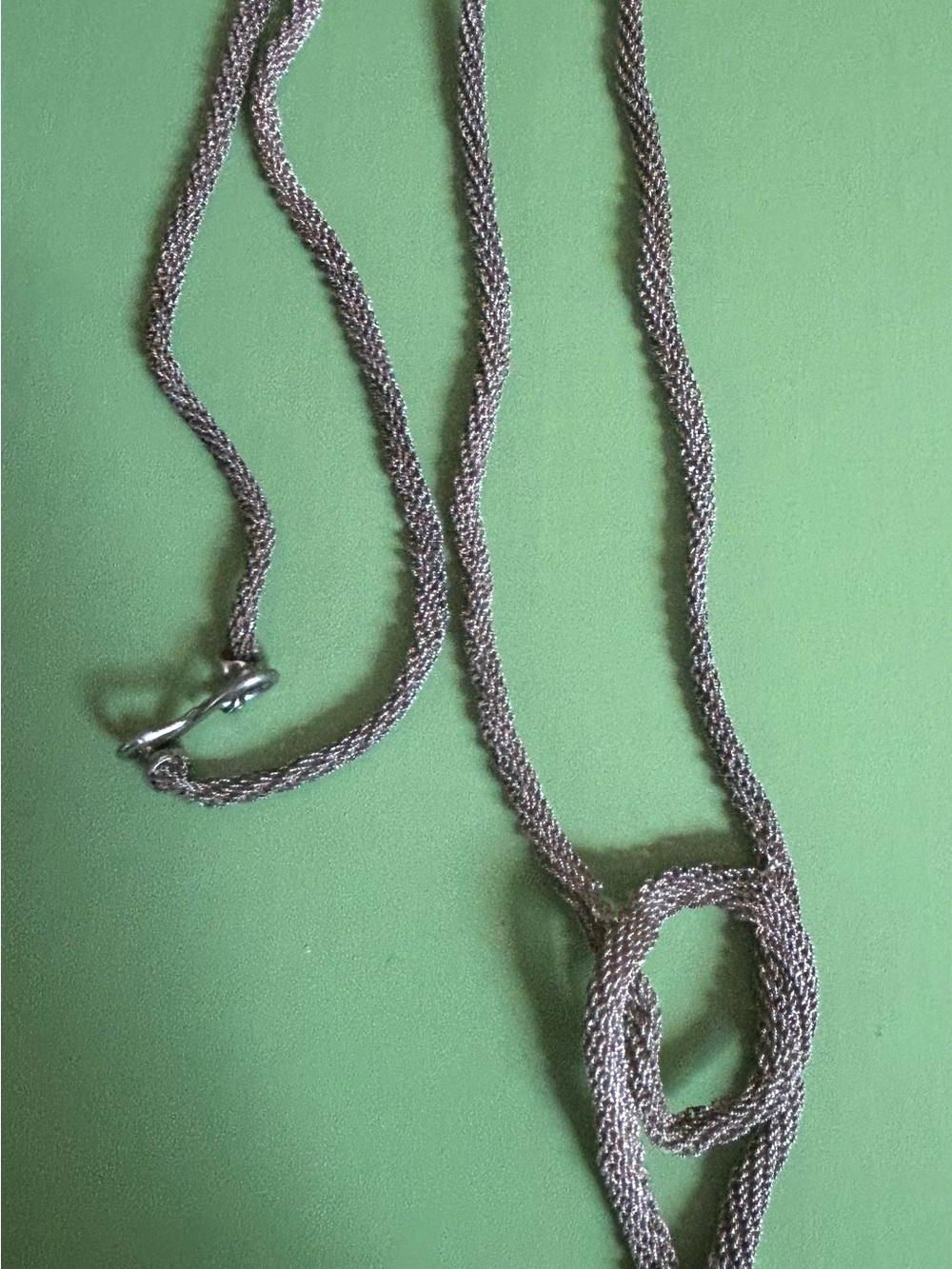 Sterling silver mesh necklace with knot